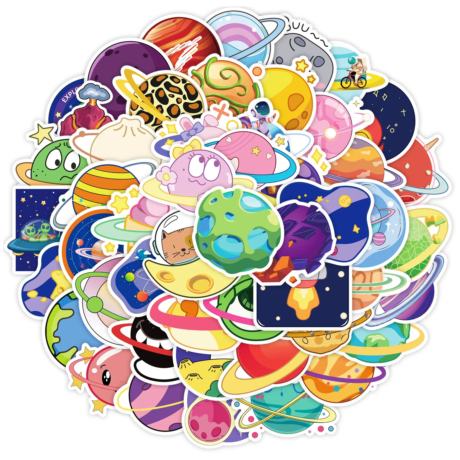 10/30/50PCS Mysterious Universe Cartoon Stickers Planet Sticker DIY Laptop Phone Guitar Car Skateboard Decals Funny Graffiti Toy