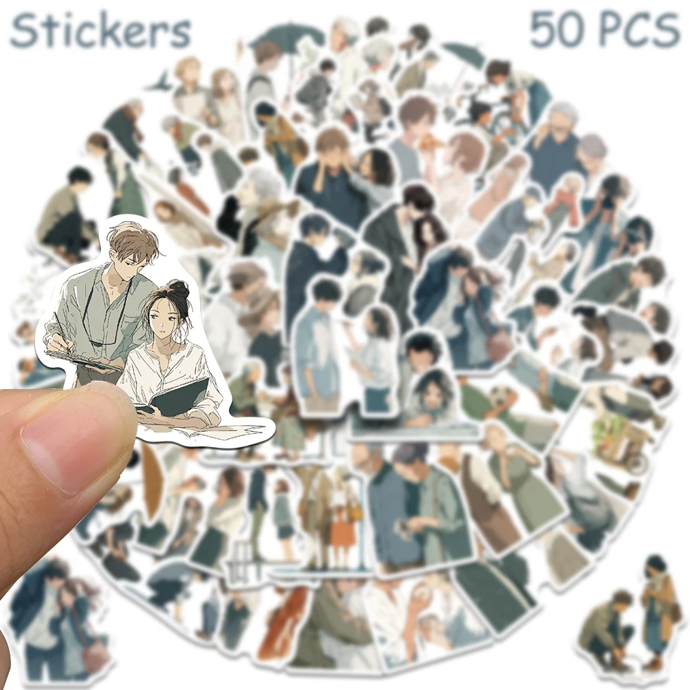 50 Stück Anime-Stil, sanfter Moment, Aufkleber für Telefon, Laptop, Sammelalbum, Skateboard, DIY, Graffiti, wasserdichte Aufkleber, kreative Geschenke – Detail 6