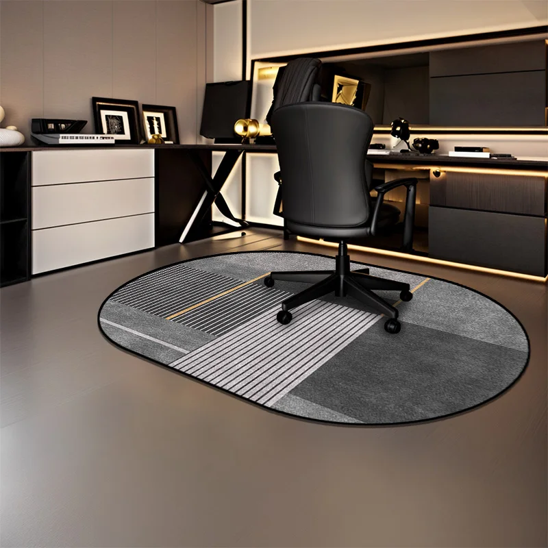 Modern Geometric Oval Carpet Light Luxury Computer Chair Mat Non-slip Study Entrance Rug Decoration Bedroom Carpet Home Alfombra