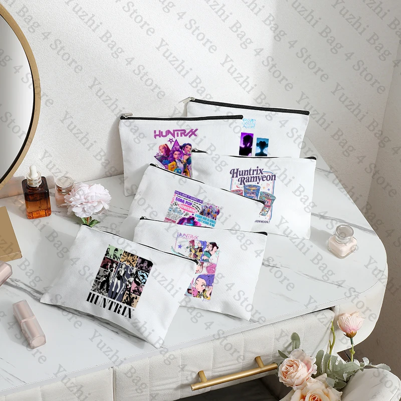 Bolsa de maquillaje Kpop de regalo coleccionable Huntrix Ramen Hunters, bolsa de cosméticos con diseño de tazas de sabor Spice Queen y Burger, regalos para fanáticos de K-POP