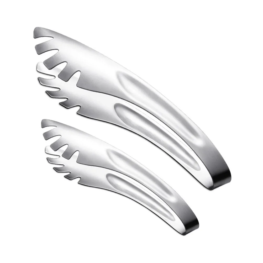 3Pcs Stainless Steel Salad Tongs Knife Design Corrosion Resistant Food Clips for Serving Fruit Noodles Boiled