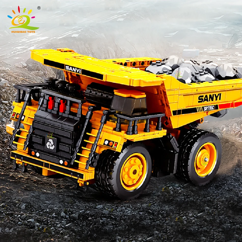 HUIQIBAO 1261PCS SRT95C Engineering Wide Mine Dump Truck Building Blocks City Construction Car MOC Bricks Set For Toys Children