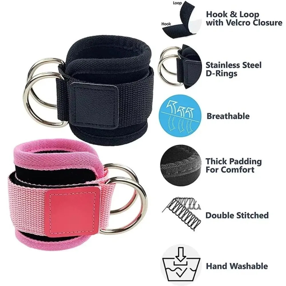 Double D-Ring Gym Ankle Straps Neoprene Padded Safety Buckle Adjustable Ankle Cuffs Adjustable Straps Legging Strap