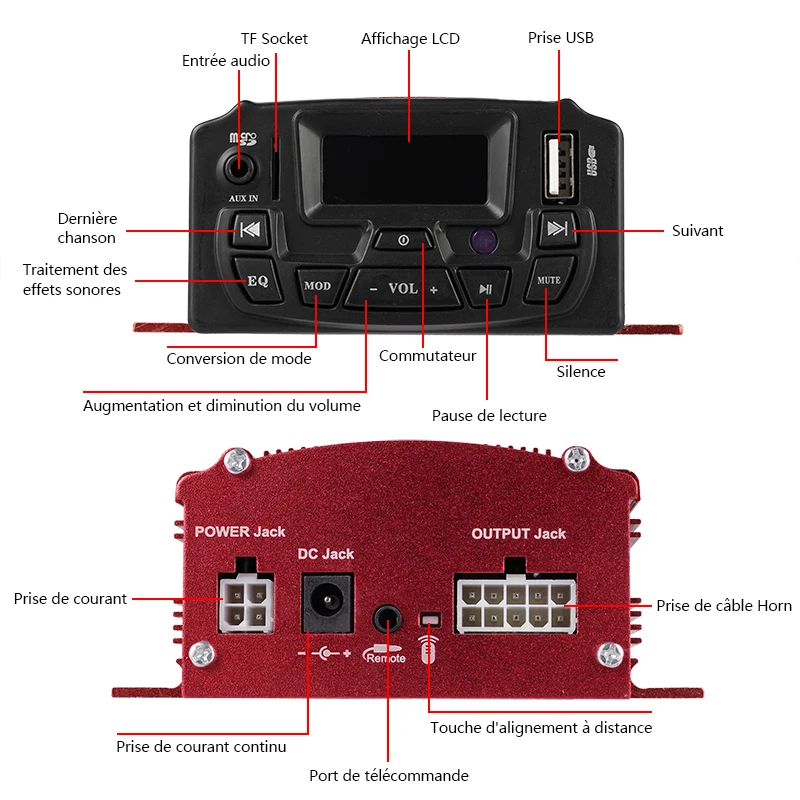 12V Motorcycle Sound System USB MP3 Motorcycle Bluetooth Audio Remote Control Stereo 2 Speakers Waterproof FM Radio