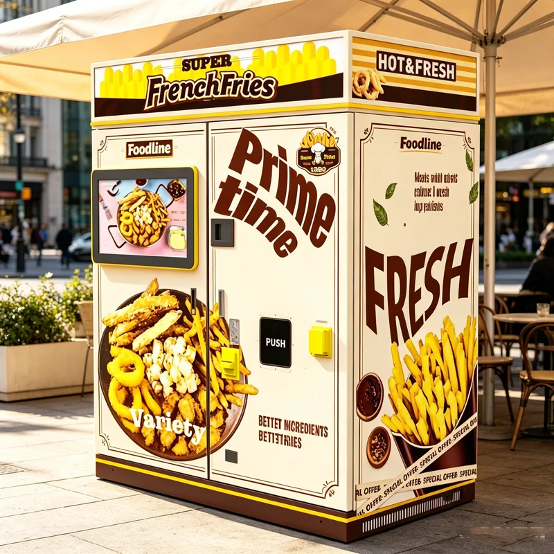 Custom French Fries Vending Machine Automatic Fried Potato Dispenser With Touch Screen Interface And Integrated Heating