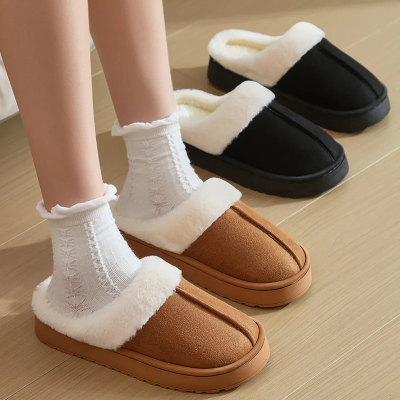 

Men's and Women's Winter New Casual Fleece Cotton Slippers Warm Fleece Shoes Indoor Soft and Comfortable Bedroom Non-slip Shoes