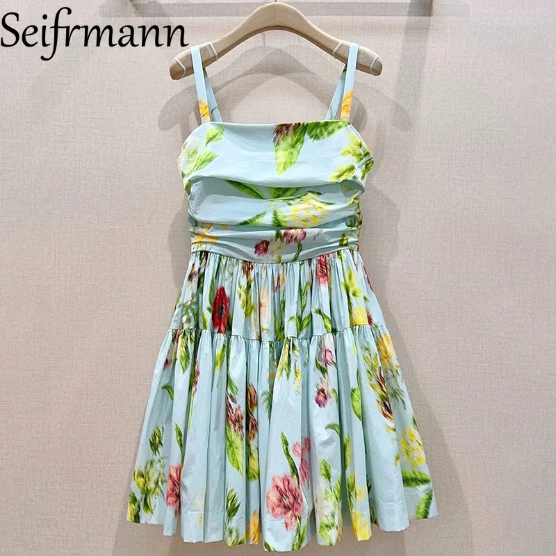 

Seifrmann Sexy strapless dress with square neck and sleeveless printed cotton dress for 2026 summer fashion women's clothing