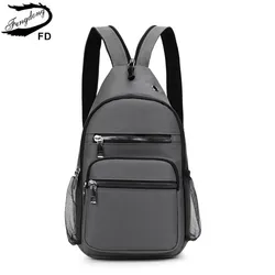 Fengdong small backpacks for men mini cross body bag sport backpack male chest bag unisex outdoor waterproof nylon messenger bag