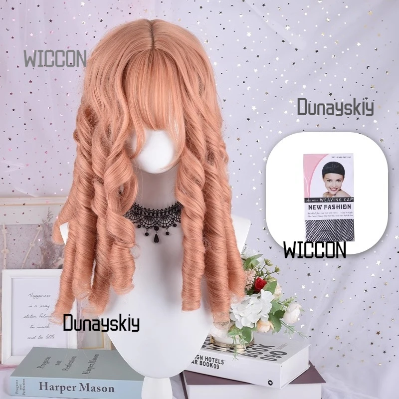 Wig Ikal Romawi Gaya Boneka Lolita Topi Penuh Emas Sampanye Potongan Rambut Keriting Panjang Antik/Romantik Cosplay Keanggunan Gotik Halloween