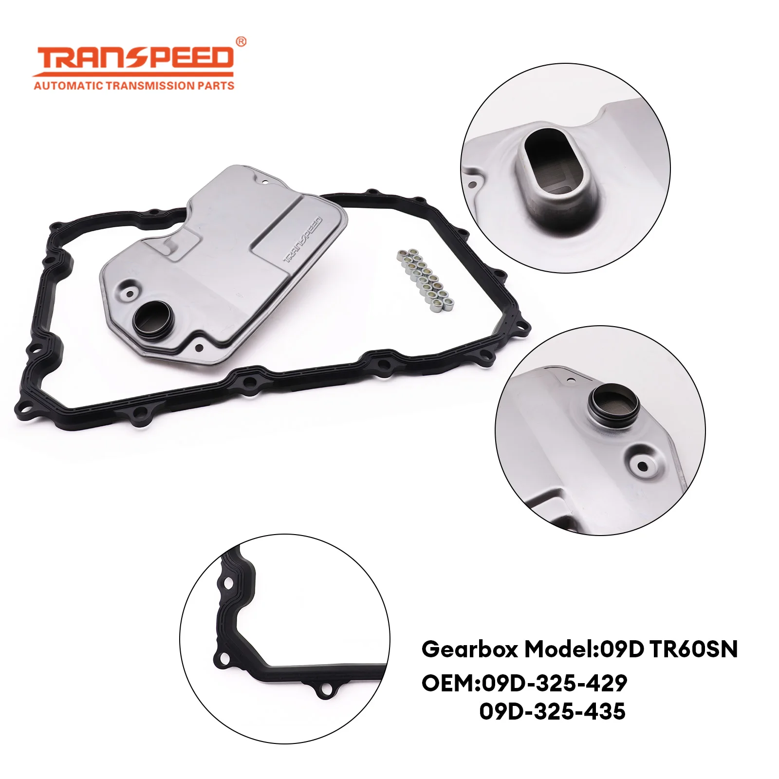 TRANSPEED 09D TR60SN Auto Transmission Filter and Gasket Kit Fluid Oil Pan Kit 09D-325-429 09D-325-435 For AUDI VW