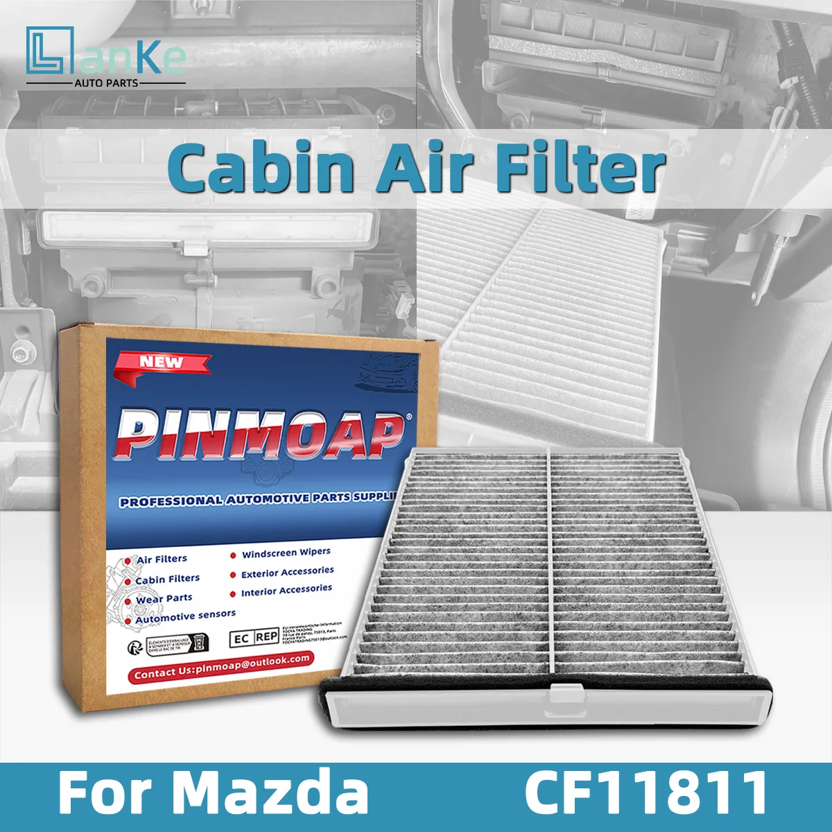 Lanke Advanced 3-Layer Car Cabin Air Filter Middle Layer Effectively Filter Out Impurities, CF11811, KD45-61-J6X, KD45-61-J6X9U