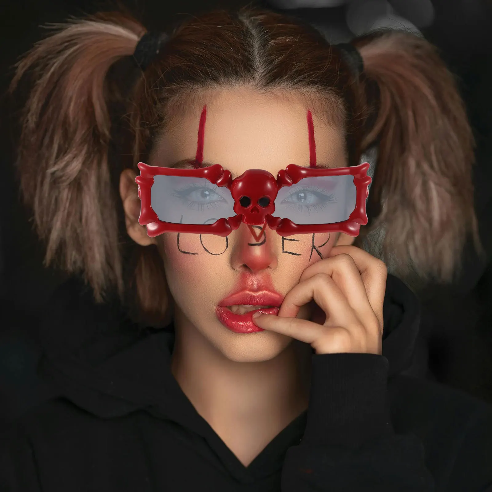 

Пара пластиковых очков в форме черепа для Хэллоуина, легкие, забавные, необычные, для фотосессий, прикольные очки-черепа