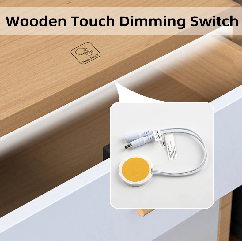 DC12V 24V Holzpaneel LED Touch-Sensor Dimmer-Schalter 5A 60W Verdeckter Oberflächenschalter für LED-Lichtstreifen Touch-Schalter – Detail 1