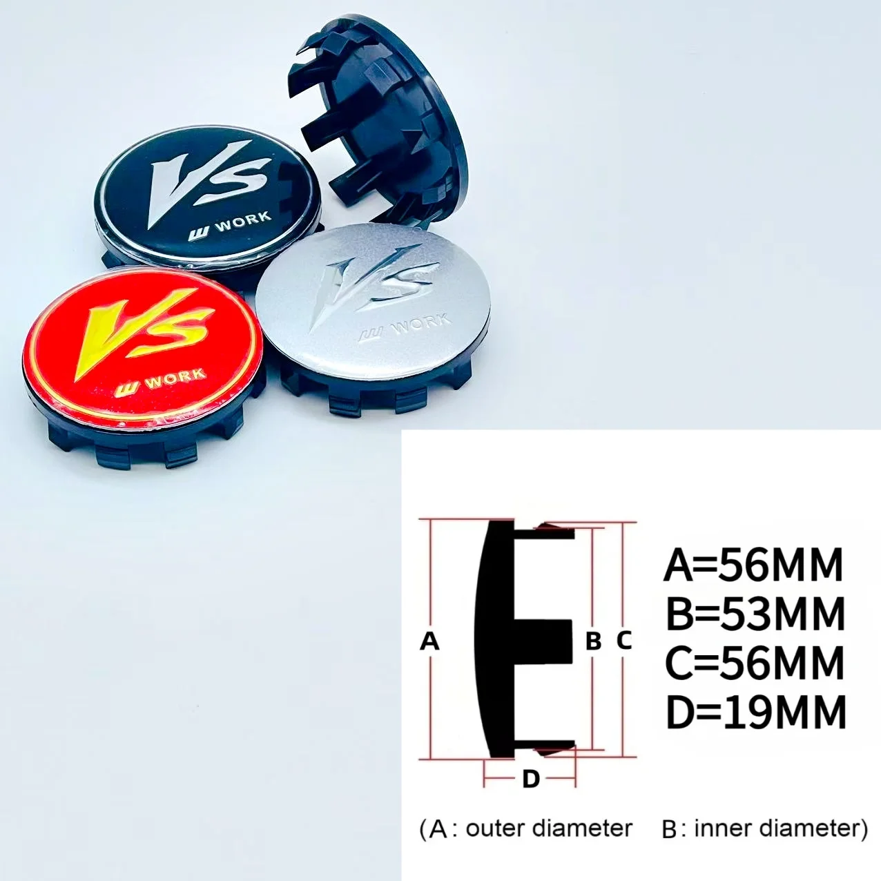 

4pcs/lot High Quality 56mm Car Wheel Hub Cover Center Caps for VS W Work Racing Styling Badge Emblem Accessories