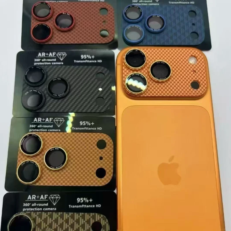 

1 шт. Защитная пленка из углеродного волокна для объектива iPhone 17 Pro Max, металлическая монококовая бронированная защита для объектива iPhone 17 Pro, защита из углеродного волокна