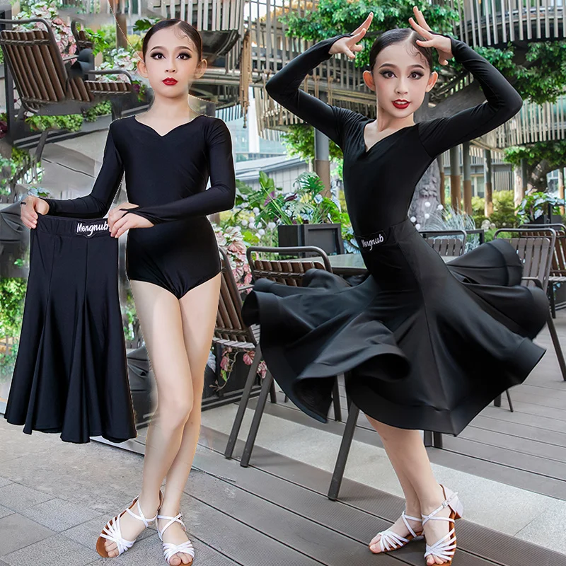 

Костюм для латинских танцев по индивидуальному заказу, тренировочное платье для девочек, стандартное платье для соревнований, верхняя юбка, комплект из 2 предметов, наряд для выступлений