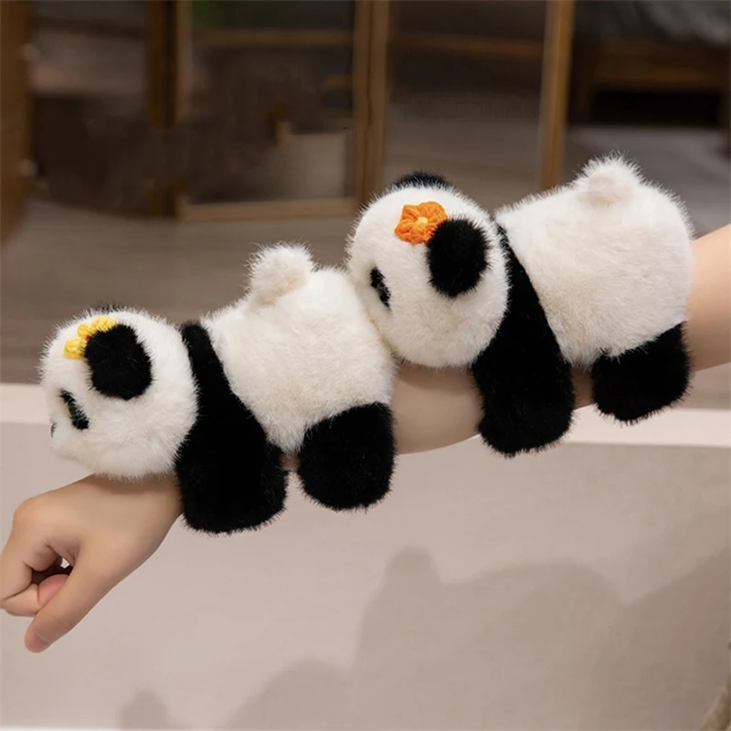 Flor panda clap círculo brinquedos tapa snap envoltório pulseira de pelúcia animal mão anel diversão pop círculos crianças presente aniversário