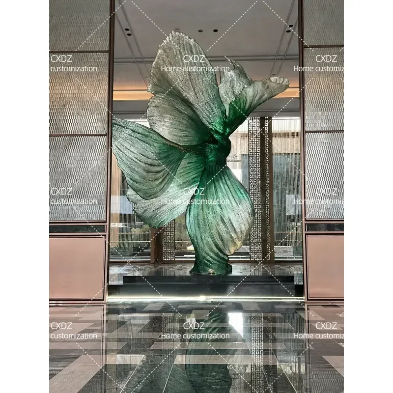 Hotel Lobby Floor Ornaments Custom Factory Clubhouse Tea Room High End Public Area Transparent Resin Sculpture