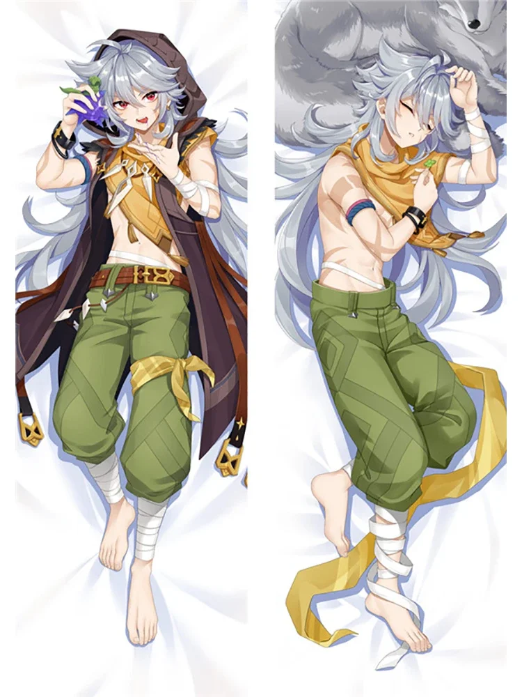 2WAY جديد كول مان الحلاقة Dakimakura وسادة حالة العناق.. أنيمي غطاء الوسادة تأثيري وسادة غطاء Genshin تأثير Dakimakura