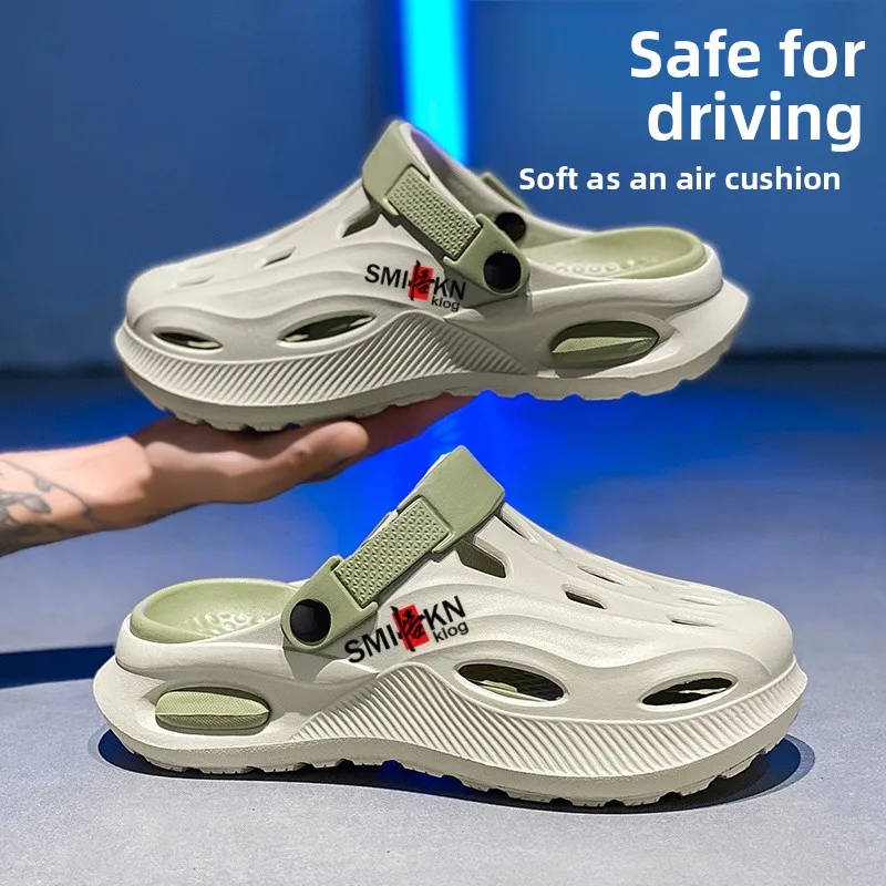 Men's Summer Outdoor Driving Anti-Slip Big Size Sandals Breathable Slip-On Slippers Comfortable EVA Material Sports Casual Shoes