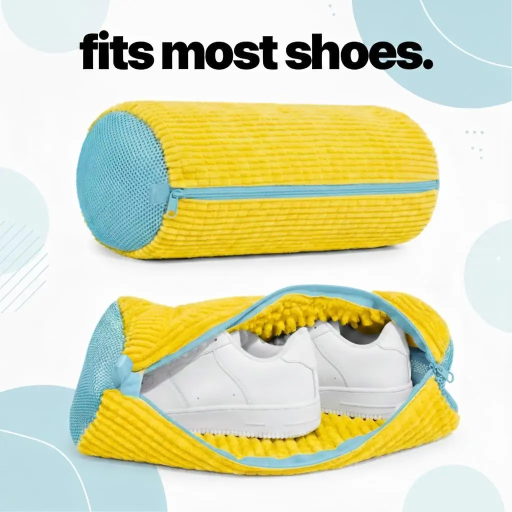 2-piece set, reusable sports shoe cleaning shoe bag, suitable for washing machines and dryers with self-locking zippers view 6