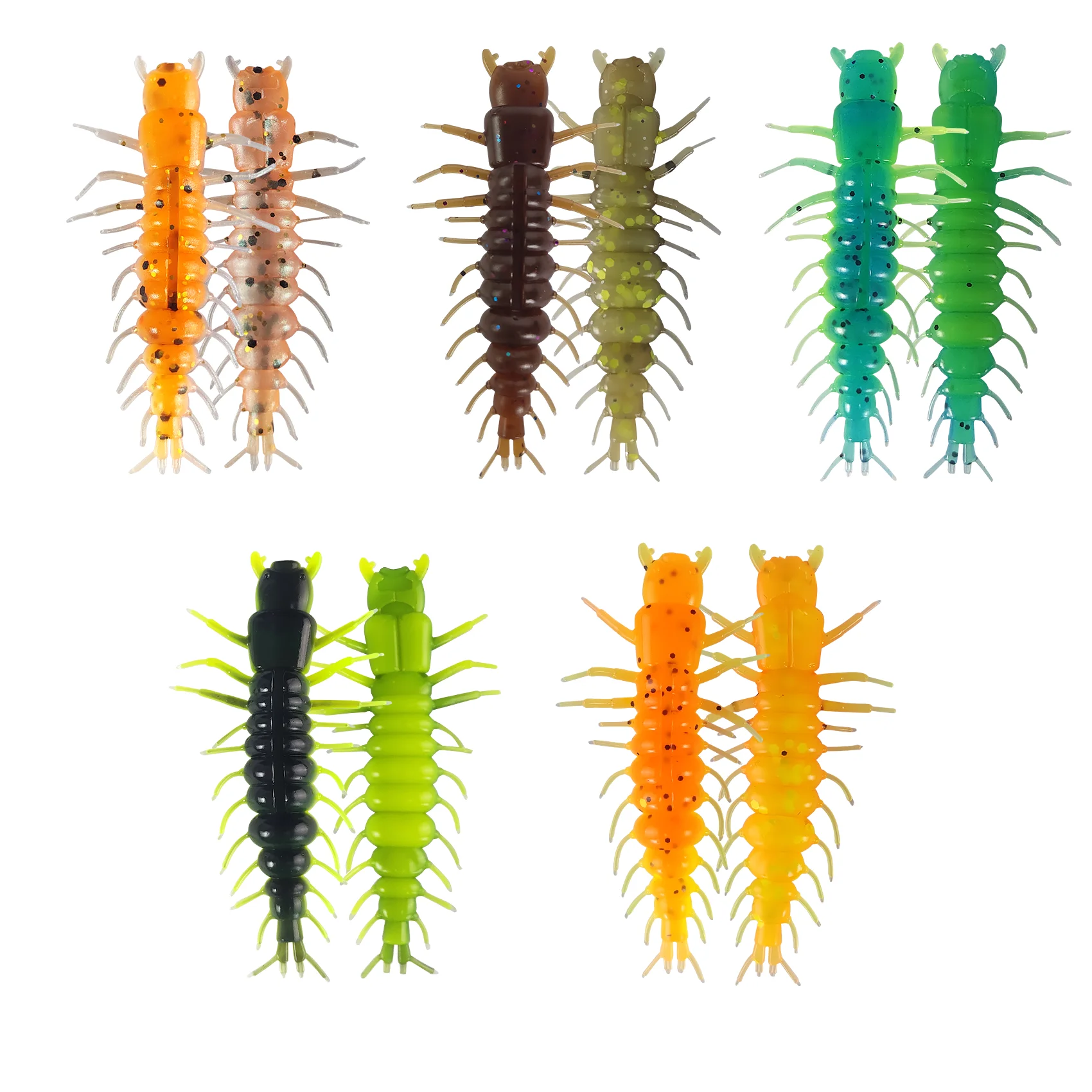 Aventik Zweifarbige Hellgrammite-Köder aus weichem Kunststoff, 5 l mm, realistische Angelköder für Barsch-Angelköder, Swimbait