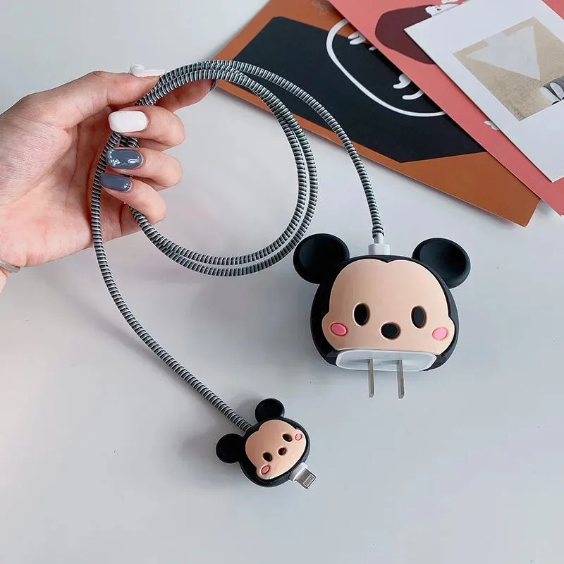 Disney Cable Protector For iPhone 11 12 iPad 18W 20W Data Line Cable Winder Silicone Fast Charger Protection Organizer