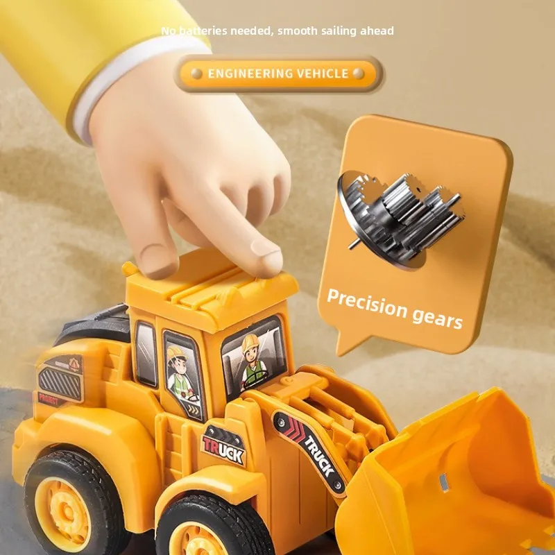 ของเล่นรถก่อสร้างสำหรับเด็ก - รถขุดแบบดึงกลับด้วยแรงเฉื่อย เสริมสร้างการเรียนรู้ด้วยการเล่นจริง ปลอดภัย ทนทาน ของขวัญชิ้นเล็ก
