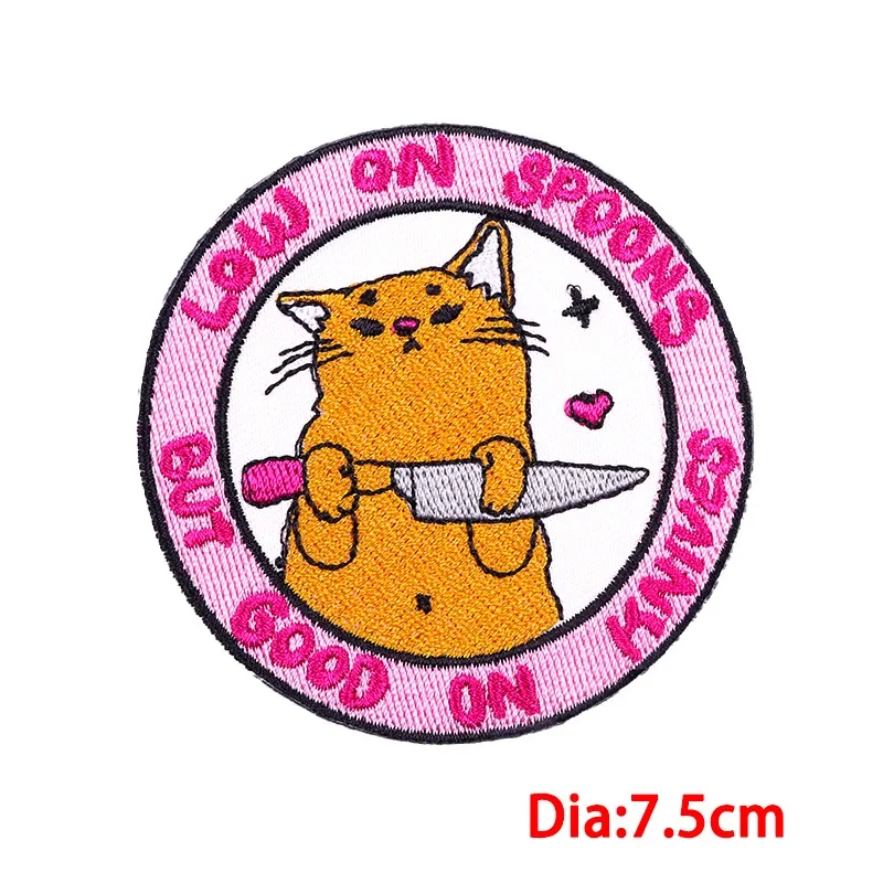 Iron On Patches for Clothes Black Cat Clothing Stickers Fabric Sewing Embroidered Patch Thermal Adhesive Applique Fusible Badges