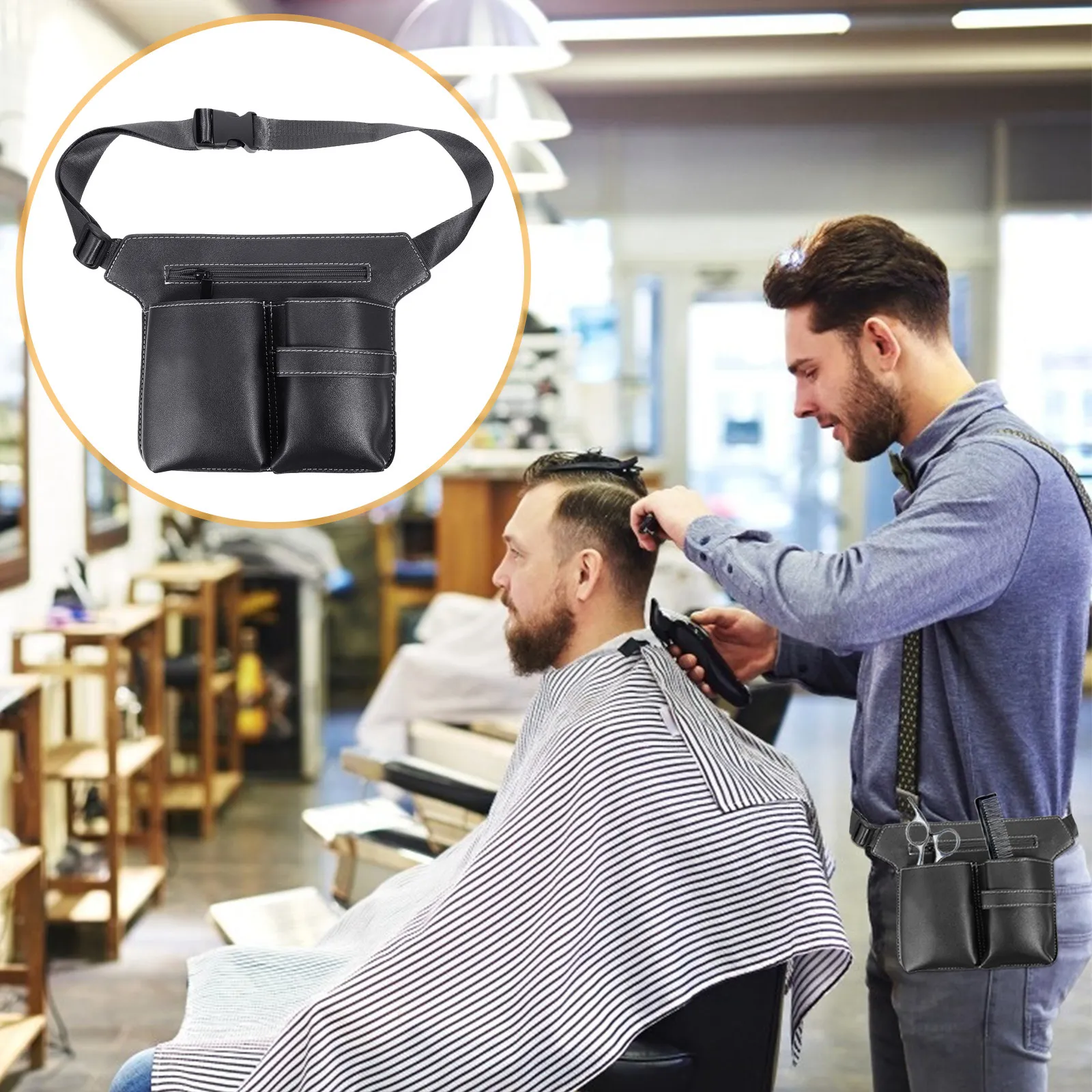 Hairdressing Scissor Pouch Belt Adjustable Waist Bag Large Capacity Stylist Tool Organizer Salon Storage
