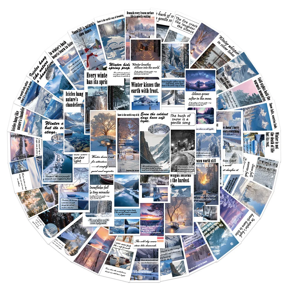 10/50PCS Winter Graffiti Stickers English Phrase Cartoon Decal DIY Luggage Phone Guitar Scrapbook Waterproof Sticker Kid Toys