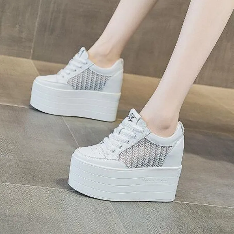 

12cm New Synthetic Genuine Leather Platform Wedge Flats 2026 Summer Autumn Boots Ankle Women High Brand Fashion High Heels Shoes