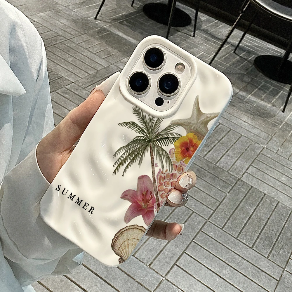 Sommerliche Küstenästhetik Handyhülle für iPhone 17 16 15 14 13 12 11 Pro Max 14 Plus 17 Air Falten-Wellen Weiche Silikonhülle – Detail 4