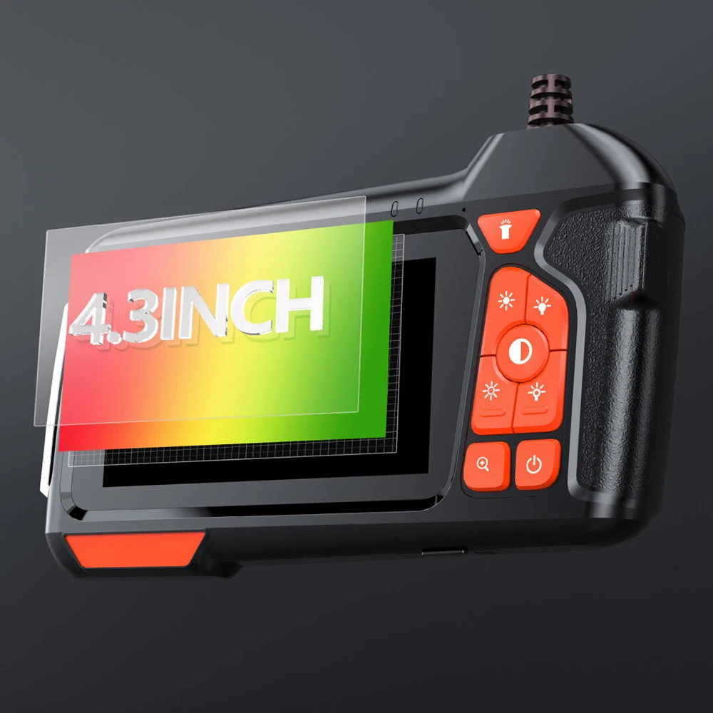 Telecamera per endoscopio con luce P67 endoscopio HD impermeabile telecamera di ispezione LCD da 4.3 pollici 5.5mm per parete di scarico HVAC automobilistica