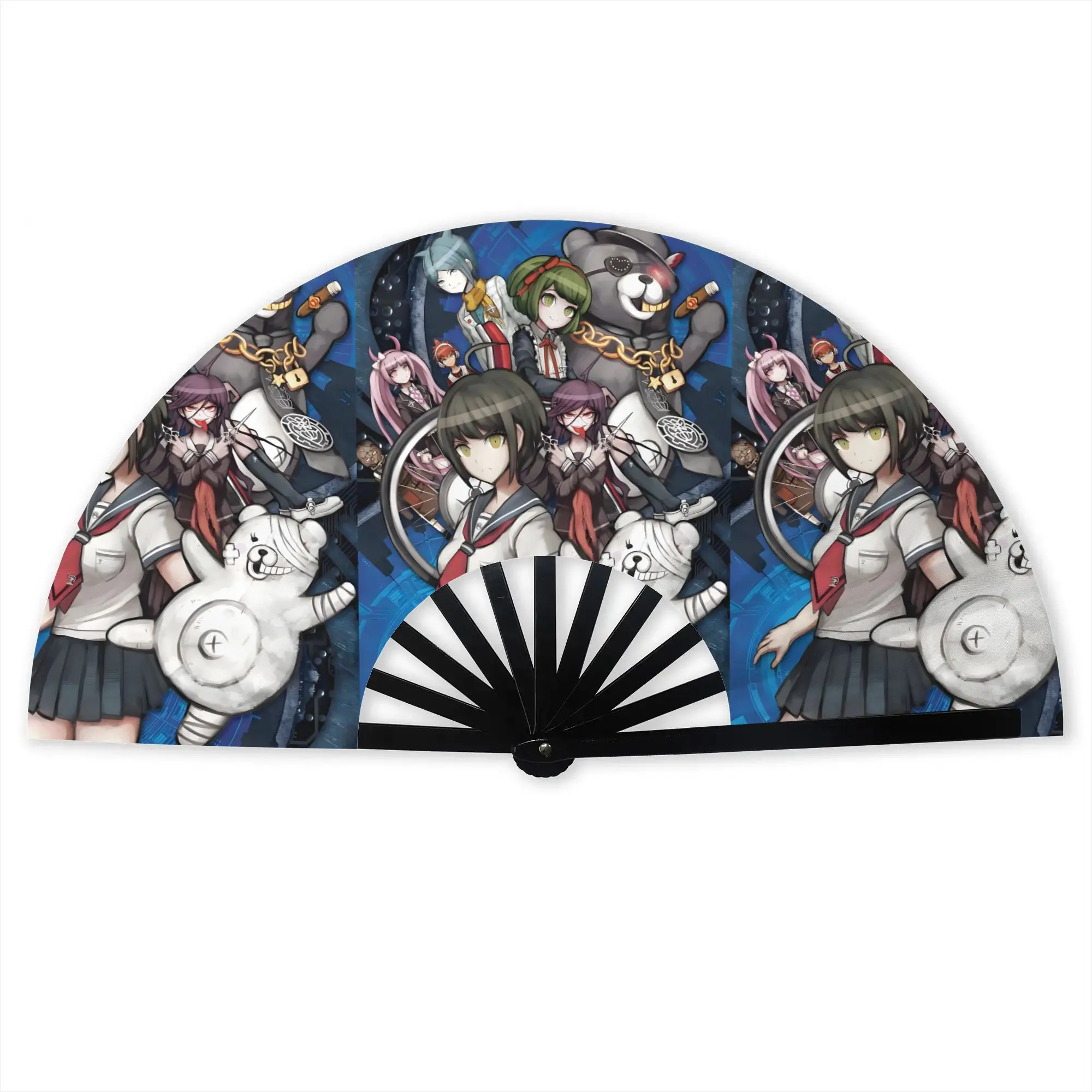 Danganronpa Another Episode Folding Hand Fan Anime  Polyester Fabric Fan Fashion Summer Accessory Decorative Fans