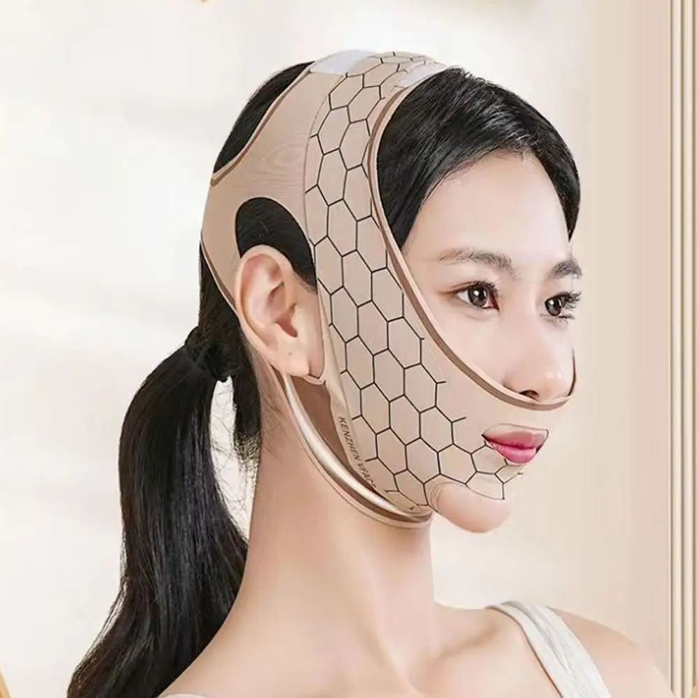 Mascarilla ajustable para esculpir la cara, mascarilla para dormir, transpirable, refrescante, cinturón de ajuste para estiramiento facial, reutilizable en forma de V, para mujer