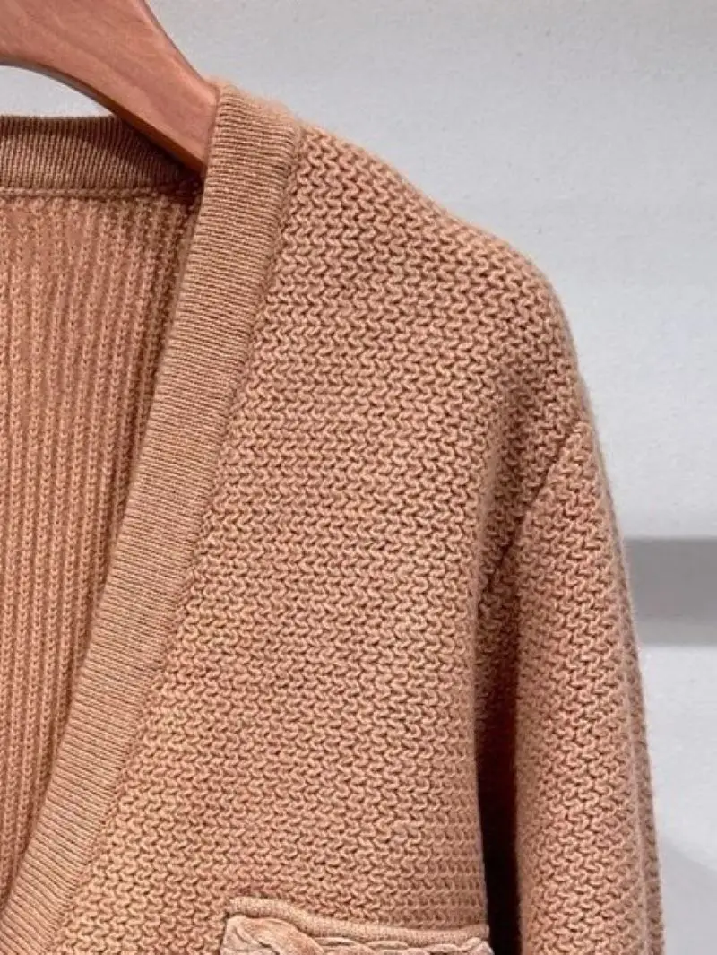 Cardigan lavorato a maglia da donna autunno inverno con scollo a v manica lunga monopetto tinta unita maglione femminile sciolto