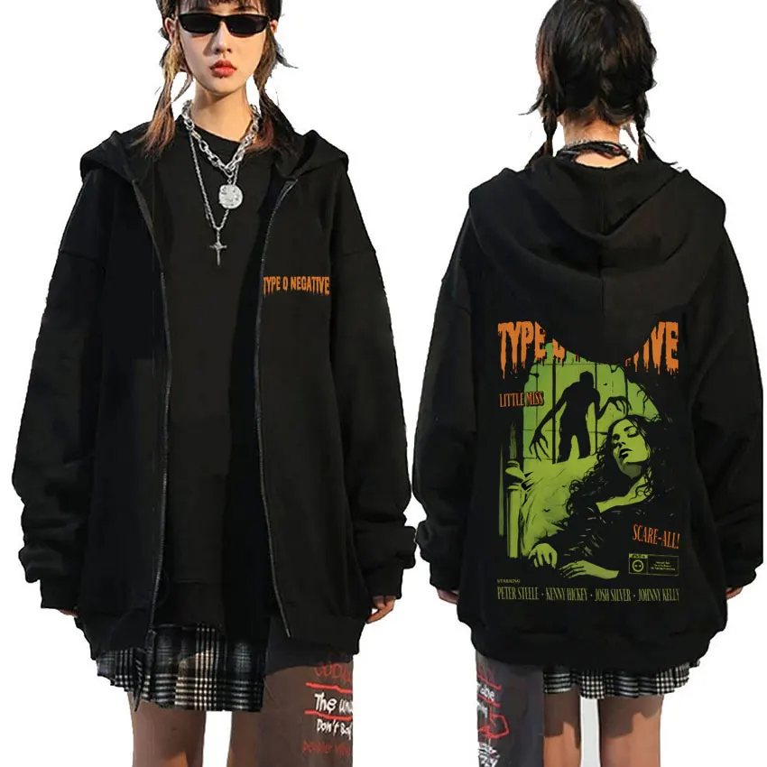 

Type O Negative Band Zipper Hoodie Men Women Vintage Gothic Rock Metal Zip Up Jacket Fleece Cotton Oversized Zip Up Sweatshirts