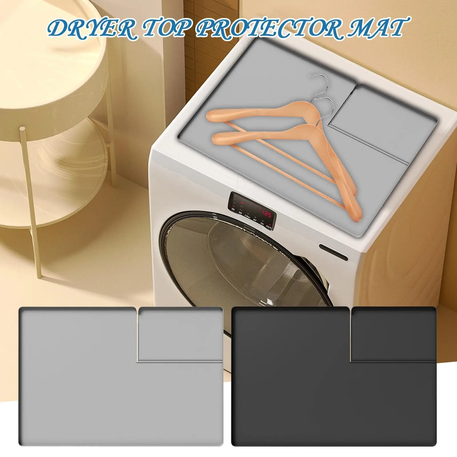 Top Of Dryer Protector Mat With Lint Collector Dryer Topper 26x18in Silicone Non-Slip Washing Machine Topper For Kitchen Work