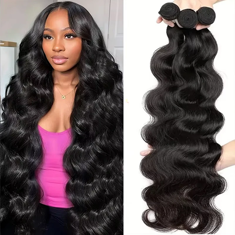 

30 40 Inch Body Wave 100% Brazilian Raw Human Hair Bundles Unprocessed Water Wave Hair Extensions 1 3 4 Bundles Free Shipping