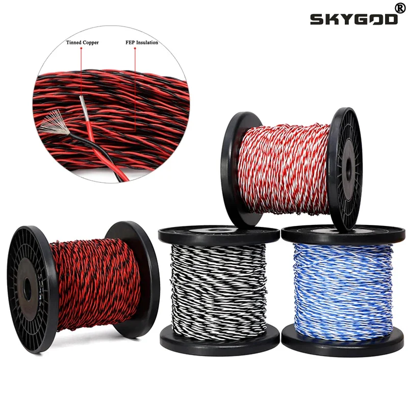 1~20m PTFE Wire AFS200 Twisted Pair 26/25/24/22/20/18/17/15/13AWG FEP Insulation Tinned Copper High Temperature Electronic Cable