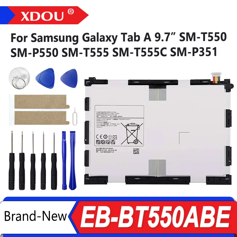 

Совершенно новый аккумулятор для планшета EB-BT550ABE 6000 мАч для Samsung Galaxy Tab A 9,7 дюйма SM-T550 SM-P550 SM-T555 SM-T555C SM-P351
