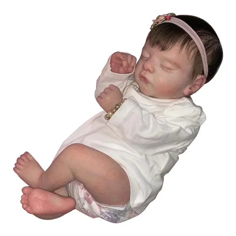 48CM  Reborn Baby Doll Sam Lifelike 3D Skin Visible Veins Newborn Sleeping Doll Collectible Art Doll Gift For Girls