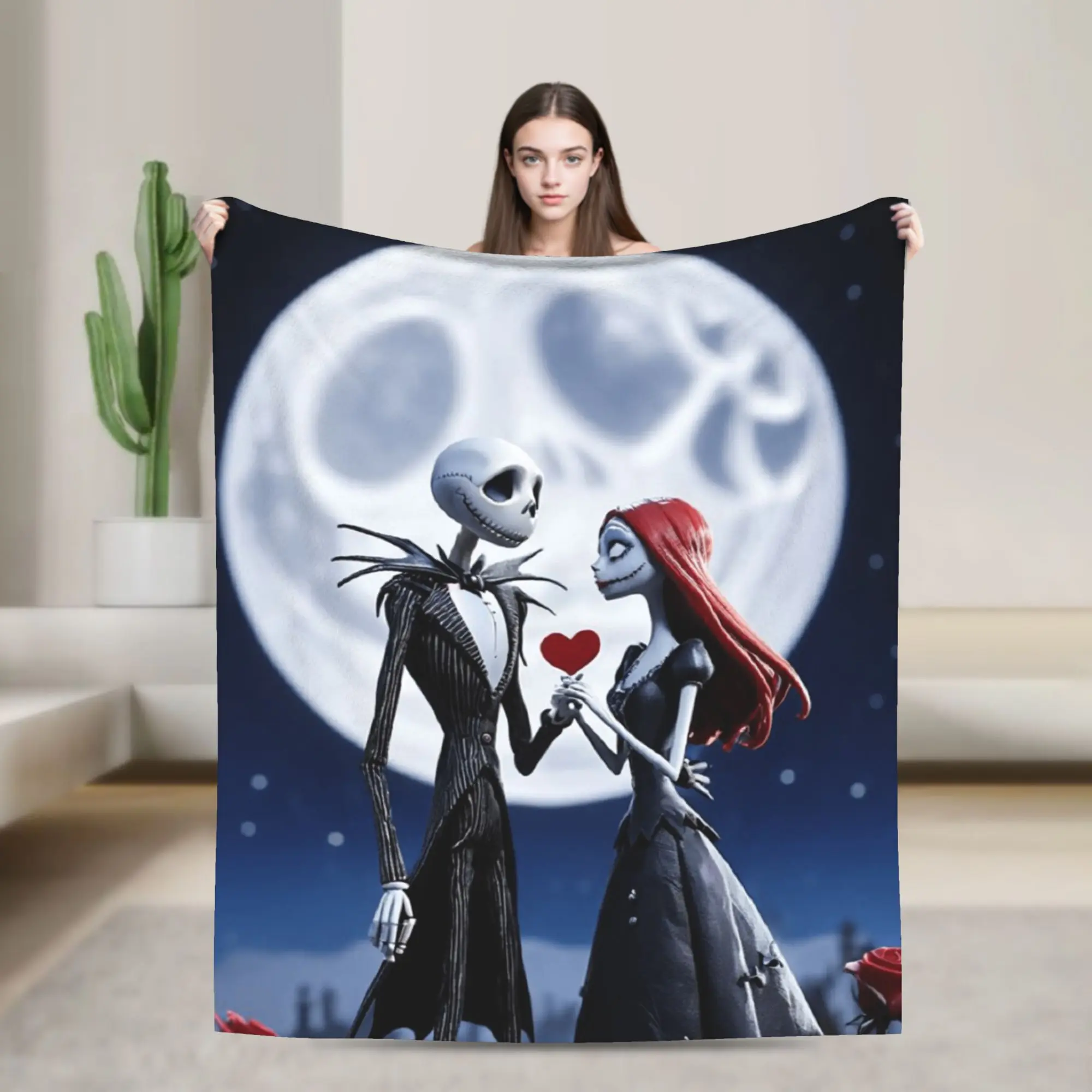 Manta suave y cálida para niñas y niños, manta decorativa de pesadilla antes de Navidad, colcha de franela, novedad, funda para sofá cama