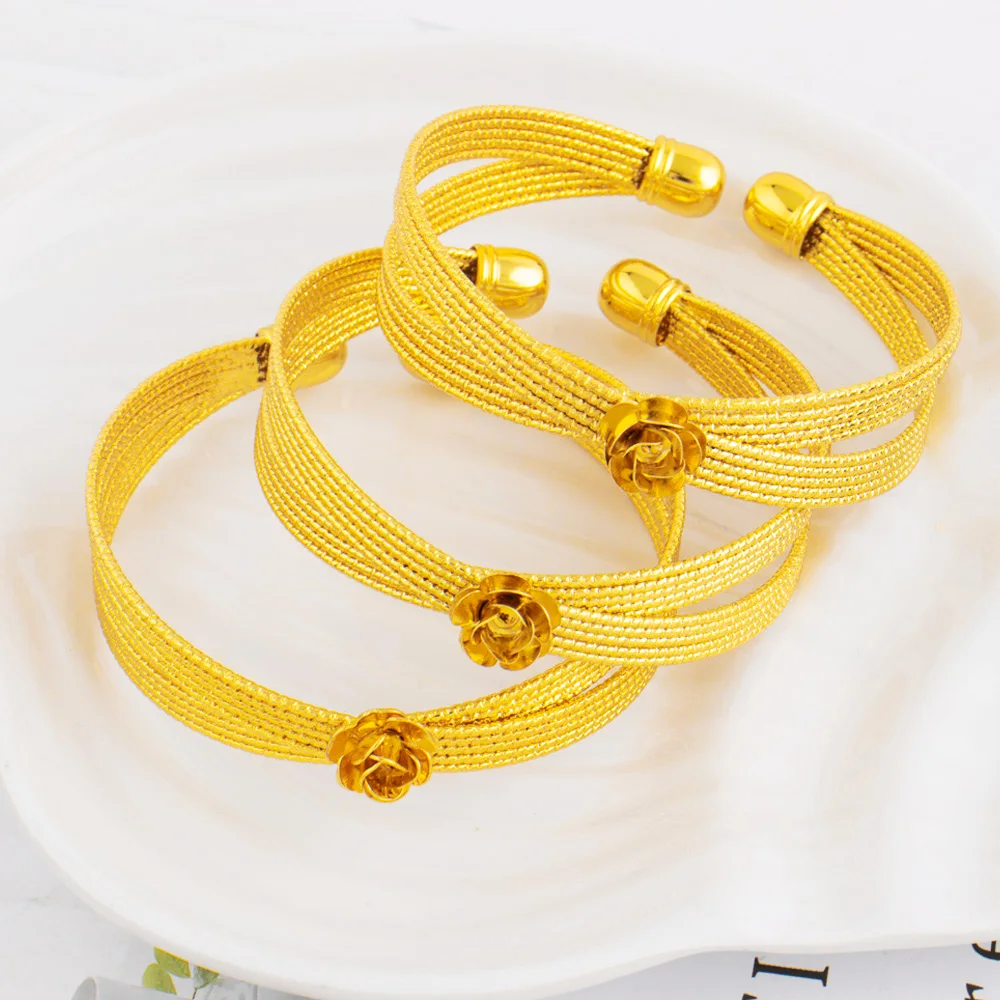 Gold Plated Adjustable Bracelets Vintage Men's Fashion Twist Texture Bangles for Women Jewelry Statement Streetwear Goth Gifts