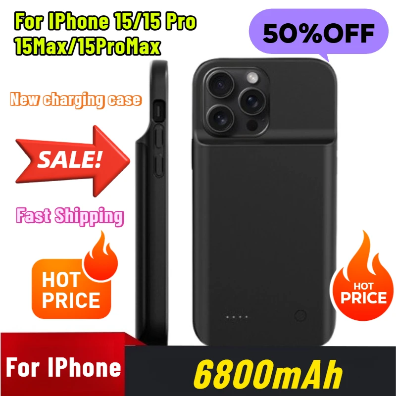 

6800mAh for IPhone 15/15 Pro/15Max/15ProMax Ultra-thin Soft Bag Back Clip Battery Power Bank