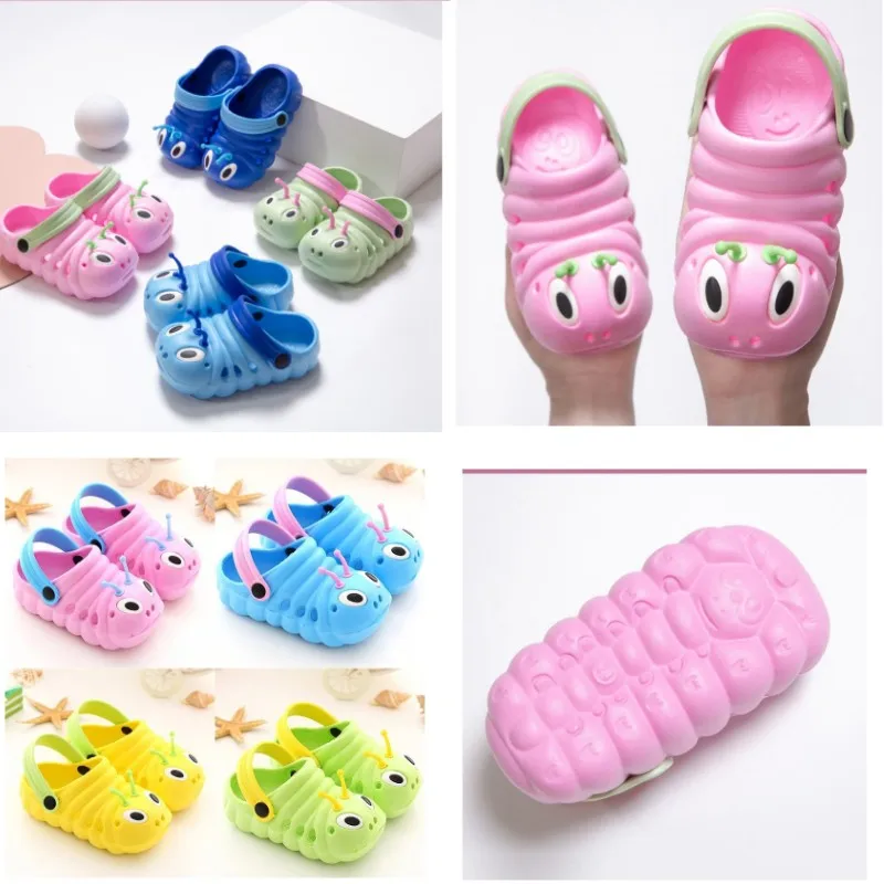 Children Garden Shoes Cute Cartoon Caterpillar Beach Sandals Babies Summer Slippers High Quality Kids Slippers Flip Shoes 2021