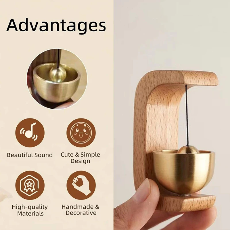 Japanese Wooden Wind Chimes Wireless Doorbell Hanging Decorations Entrance Door Bell Decorative Wind Bell for Home Opening