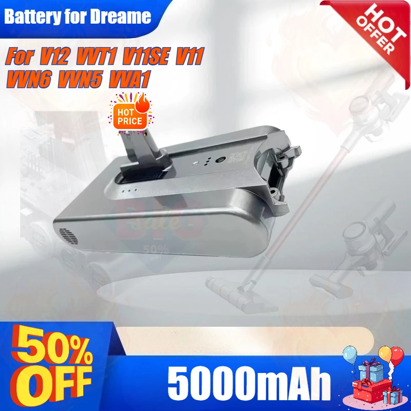 SWZY NEW 25.2V 5000mAh Replacement Handheld Vacuum Cleaner Battery Pack for Dreame V12Pro V11SE V11 V12 VVT1 VVA1 VVN5 VVN6