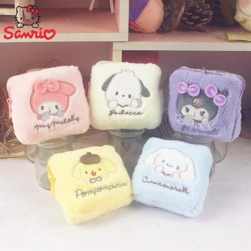 

Новинка, плюшевый Кошелек Sanrio Cinnamoroll Kuromi, сумка для наушников, сумка для ключей, кошелек Melody Zero, плюшевая подвеска, подарок для друзей